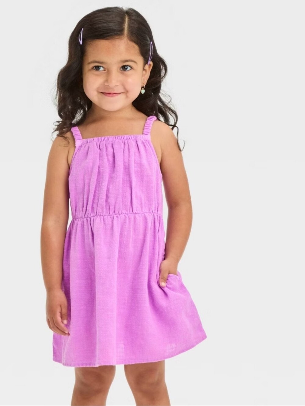 Toddler Girls' Gauze Dress - Cat & Jack Neon Purple 3T